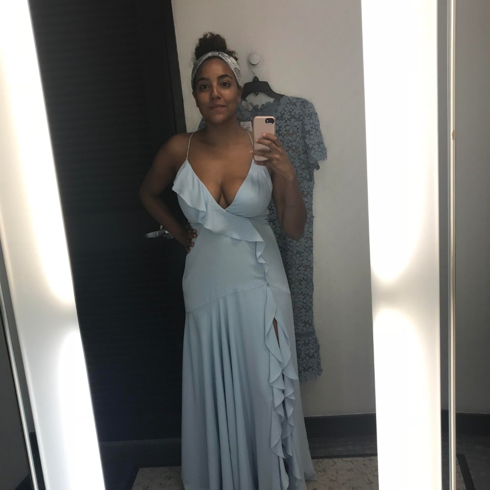 Long blue Fame and Partners dress